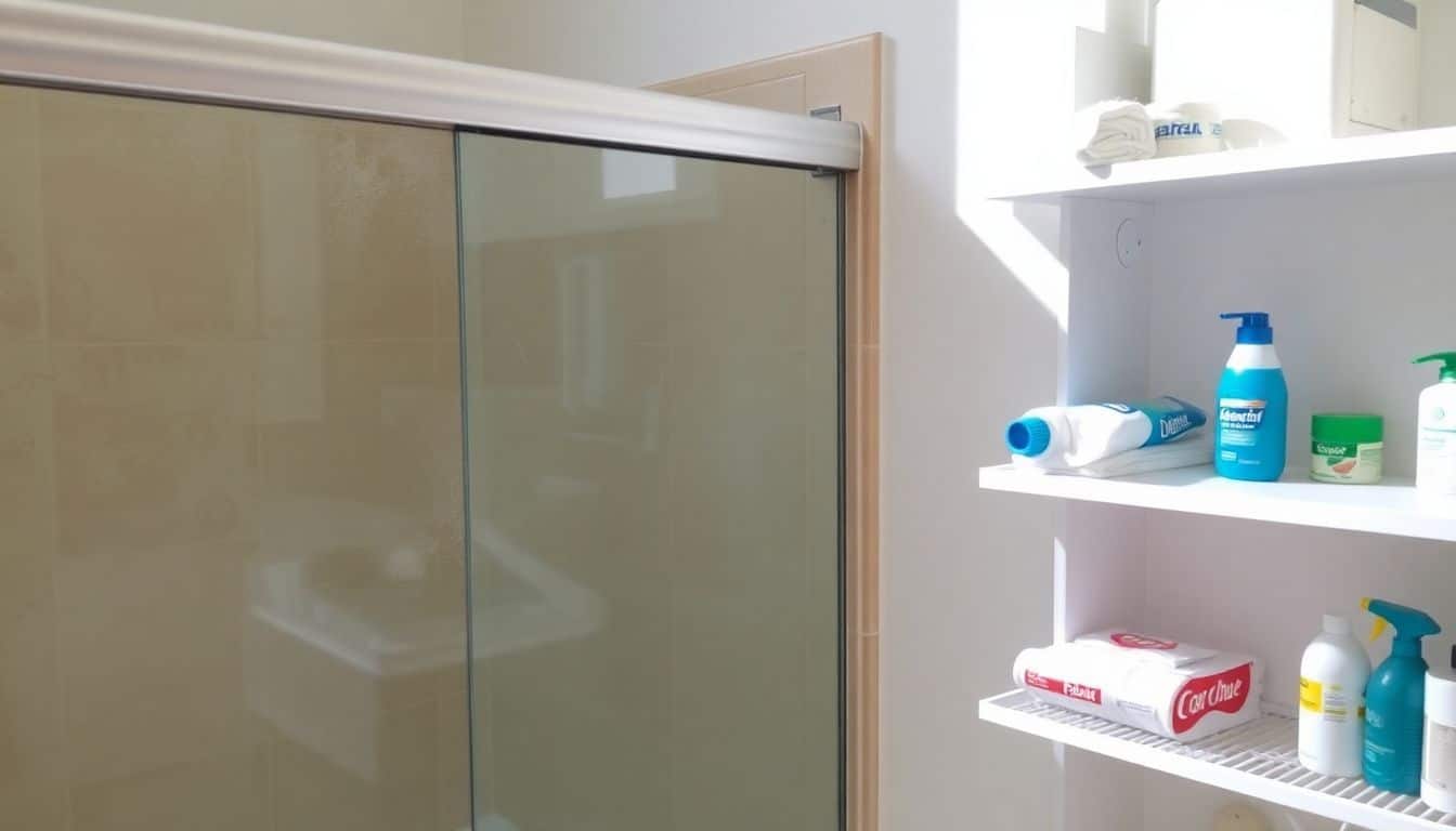 Een ongereinigde badkamer met zeepresten en stof.