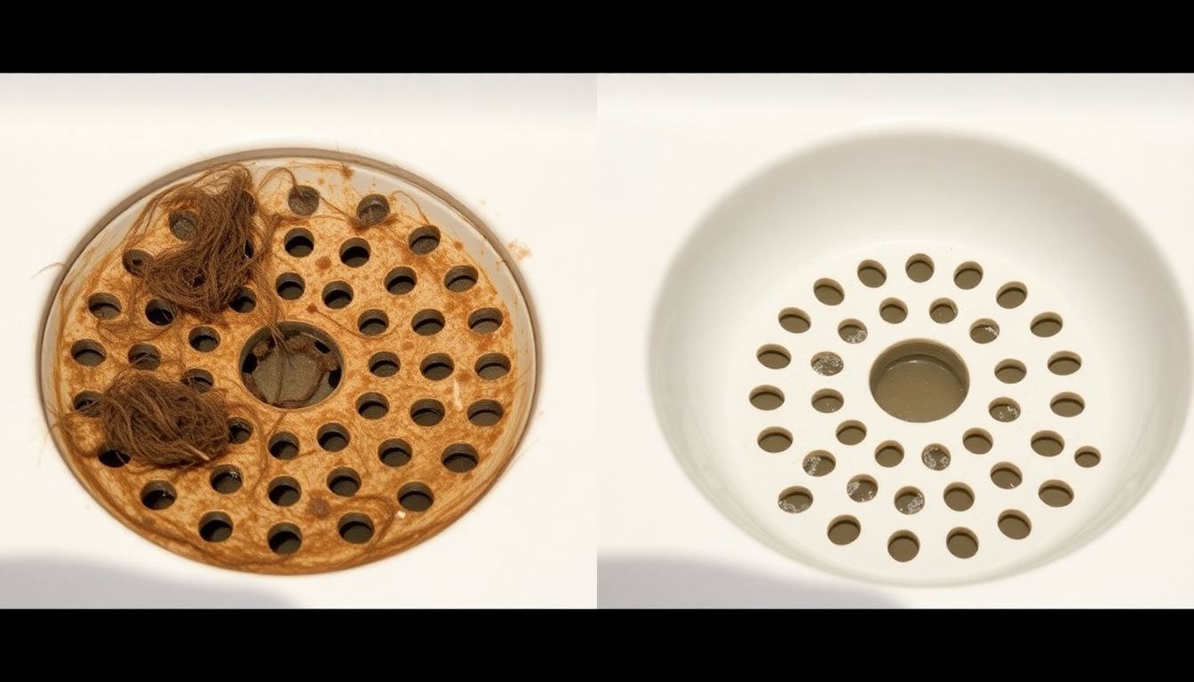 Twee douchegoten naast elkaar, één vies en één schoon.