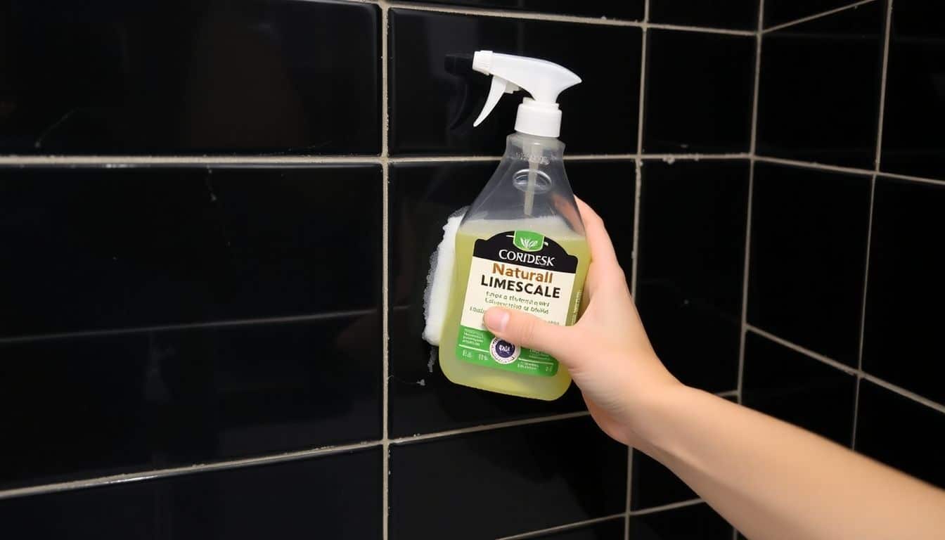 Een badkamer wordt schoongemaakt met een natuurlijke reinigingsoplossing.