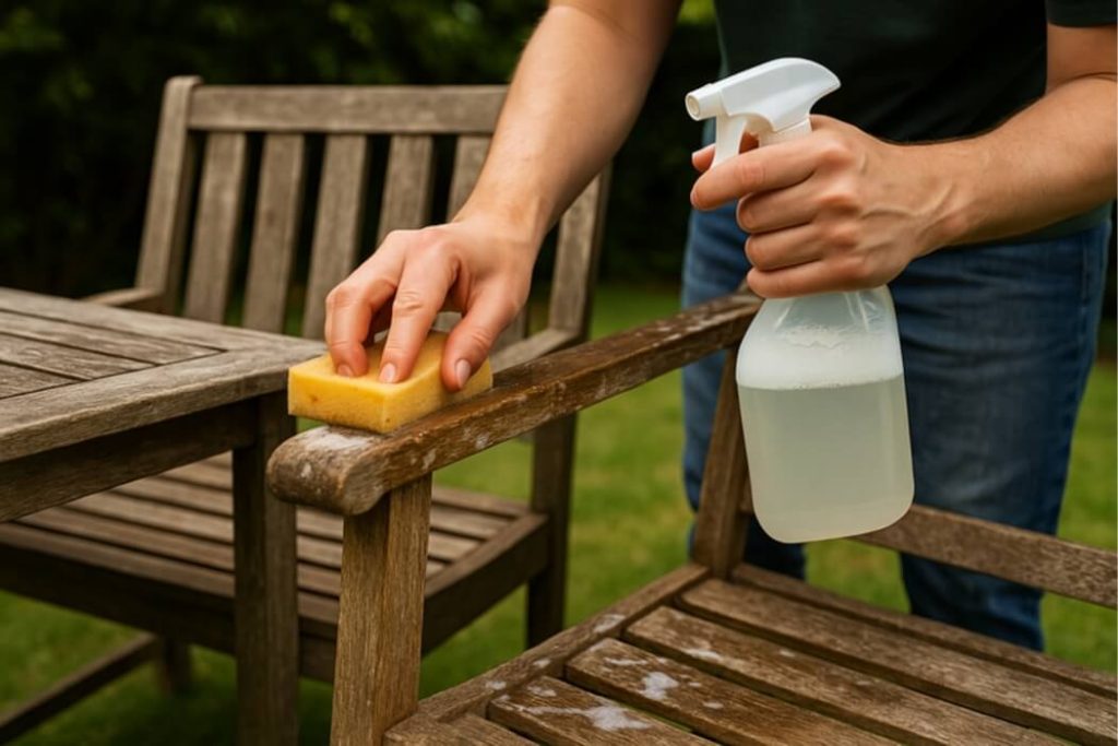 houten tuinmeubelen schoonmaken