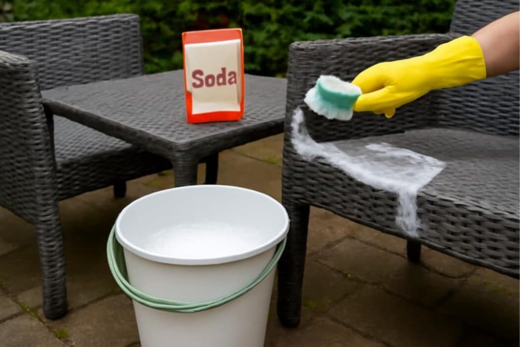 tuinmeubelen schoonmaken met soda