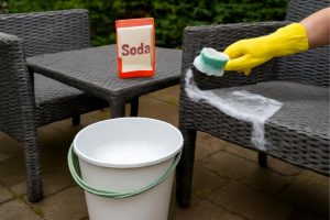 tuinmeubelen schoonmaken met soda
