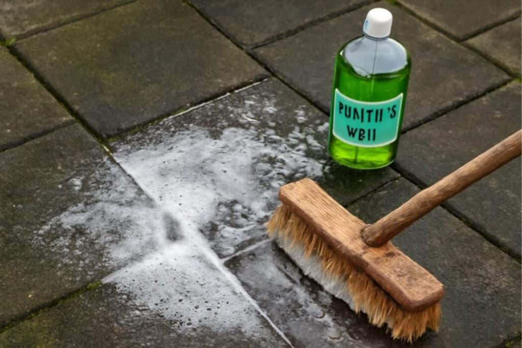 tuintegels schoonmaken groene zeep
