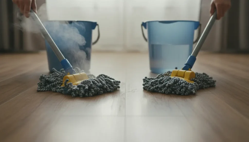 Laminaat dweilen met warm of koud water