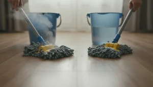 Laminaat dweilen met warm of koud water